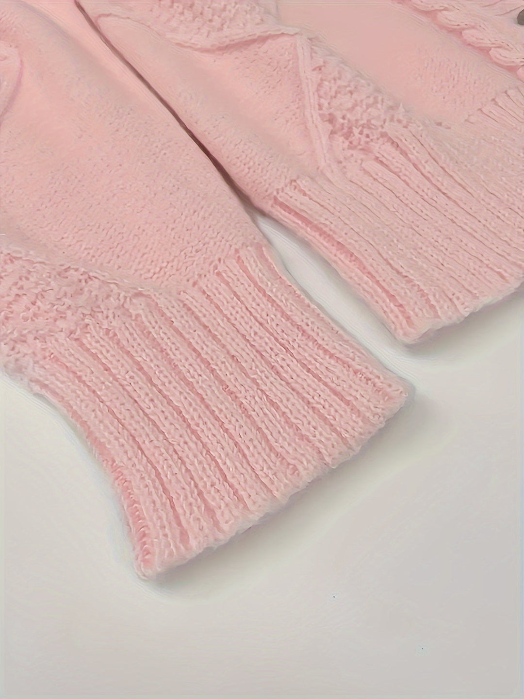 Women's Cable Knit Button-Front Cardigan in Blush Pink
