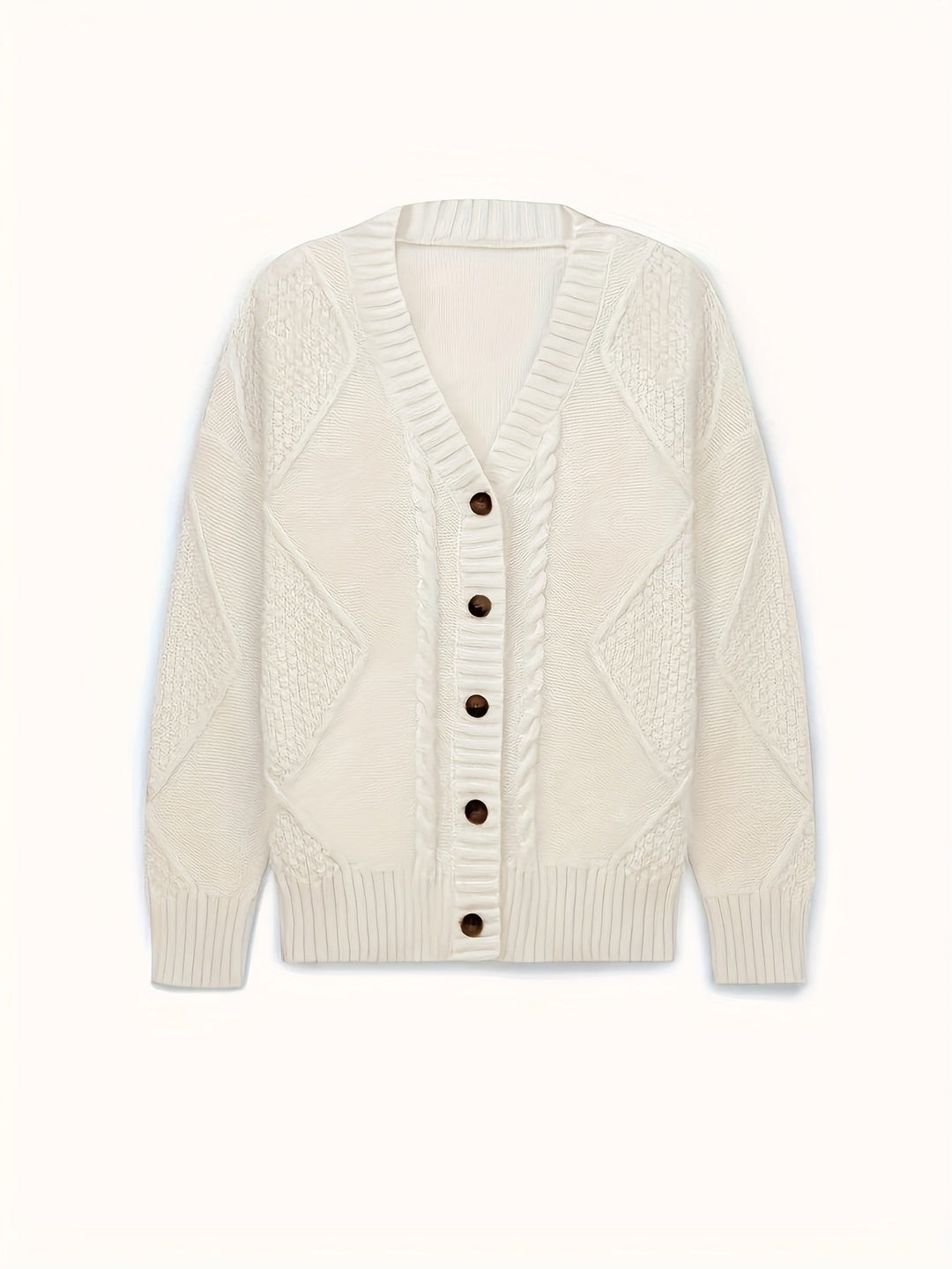 Women's Cable Knit Button-Front Cardigan in Blush Pink