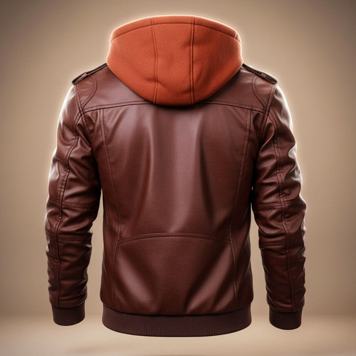Marcus | Men's Hooded Faux Leather Bomber Jacket for Men